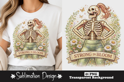 Strong In Bloom Floral Skeleton Fitness Sublimation PNG Product Image 1