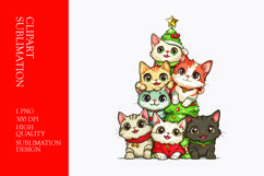 Stack of cats on palm tree watercolor clipart sublimation Product Image 1