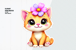 Cute cat sticker, floral crown, printable sticker Product Image 1