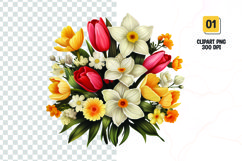 Watercolor Floral bouquet clipart sublimation Product Image 1