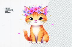 Cute cat, floral crown, watercolor clipart Product Image 1