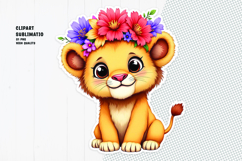 Cute lion sticker, floral crown, printable sticker Product Image 1