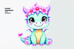 Cute dragon sticker, floral crown, printable sticker Product Image 1