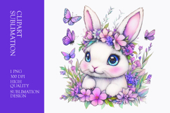 Cute bunny with blue eyes watercolor clipart Product Image 1