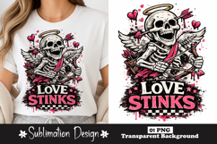 Love Stinks Cupid Skeleton Sublimation PNG Design Product Image 1