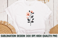 Minimal Peach Flower with Dark Leaves Clipart Sublimation Product Image 1
