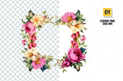 Floral frame clipart sublimation png Product Image 1