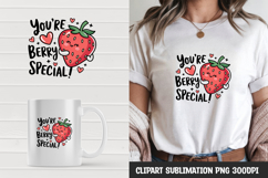 Cute kawaii strawberry clipart sublimation png| t-shirt Product Image 1