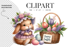 Easter Bunny Basket Clipart PNG Product Image 1