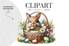 Easter Bunny in Basket Clipart PNG Product Image 1