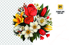 Watercolor Floral bouquet clipart sublimation Product Image 1