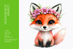 Cute fox with flower on head clipart Product Image 1
