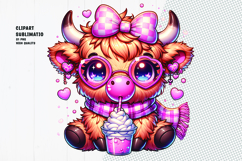 Highland Cow With Pink Accessories &amp; Drink Product Image 1