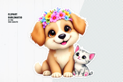 Cute puppy sticker, floral crown, printable sticker Product Image 1