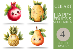 Happy Fruit and Veg Clipart 4 PNG Images Product Image 1