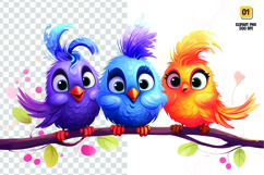 Watercolor colorful cute birds clipart Product Image 1