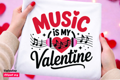 Music is My Valentine Headphones Heart SVG Design Product Image 1