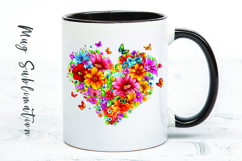 Watercolor floral heart mug sublimation design Product Image 1
