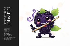 Cute Blueberry cartoon character clipart sublimation png Product Image 1