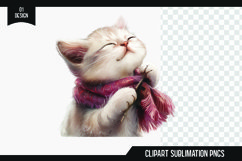 Watercolor cute cat clipart sublimation Product Image 1