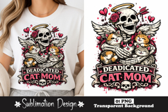 Dedicated Cat Mom Skeleton Cat Lover Sublimation PNG Product Image 1