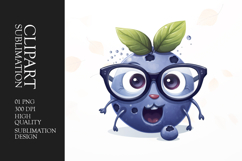 Cute Blueberry cartoon clipart sublimation png Product Image 1