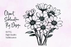 Butterfly on sunflower black outline clipart PNG Product Image 1