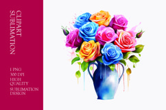Watercolor flower vase clipart sublimation Product Image 1