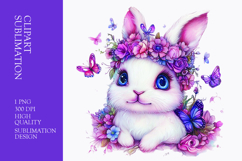 Cute bunny with blue eyes watercolor clipart Product Image 1
