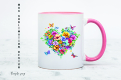Watercolor floral heart mug sublimation design Product Image 1
