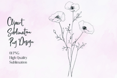 Elegant Floral Line Art Clipart Sublimation Design Product Image 1