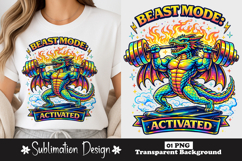 Beast Mode Activated Dragon Weightlifting Sublimation PNG Product Image 1