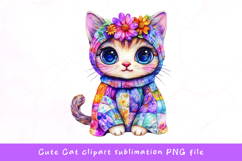 Cute cat watercolor clipart sublimation Product Image 1