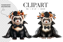 Halloween Vampire Ferret Clipart PNG Product Image 1