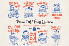 Paris Frog Quotes Bundle PNG SVG. Funny French Café Frogs. Product Image 1