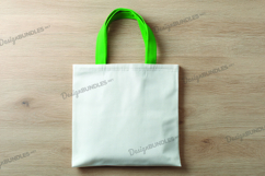 White tote bag on wooden background Product Image 1