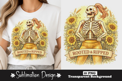 Rooted And Ripped Sunflower Skeleton Fitness Sublimation PNG Product Image 1