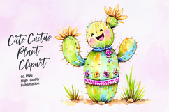 Cute cactus plant watercolor clipart Product Image 1