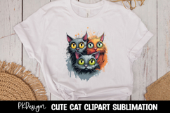 Cute watercolor cat t-shirt sublimation Product Image 1
