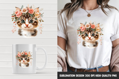 Orange Tabby Cat with Leaves Clipart Sublimation PNG Product Image 1