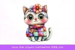 Cute cat watercolor clipart sublimation Product Image 1
