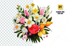 Watercolor Floral bouquet clipart sublimation Product Image 1
