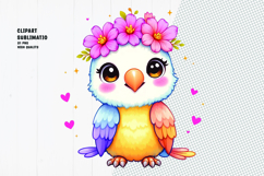 Cute owl, floral crown, watercolor clipart Product Image 1