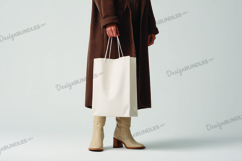 Girl holding tote bag mockup Product Image 1