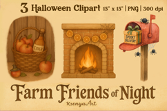 Cute Halloween Farm Animals Clipart, Halloween Sublimation Product Image 1