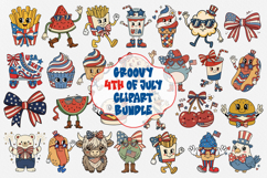 Groovy 4th of July Clipart Bundle 80 PNG Product Image 1