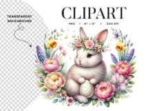Spring Floral Easter Bunny Clipart PNG Product Image 1
