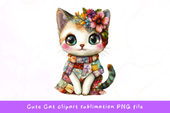 Cute cat watercolor clipart sublimation Product Image 1