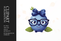 Cute Blueberry cartoon clipart sublimation png Product Image 1