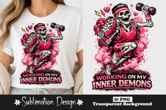 Working On My Inner Demons Fitness Skeleton Sublimation PNG Product Image 1